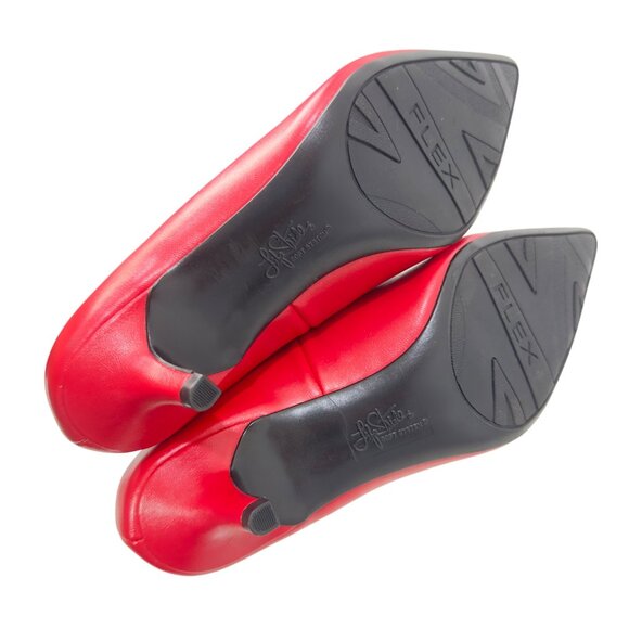 Life Stride Red Faux Leather Kitten Heel Pointed Toe Pumps SZ 6M - Picture 3 of 15